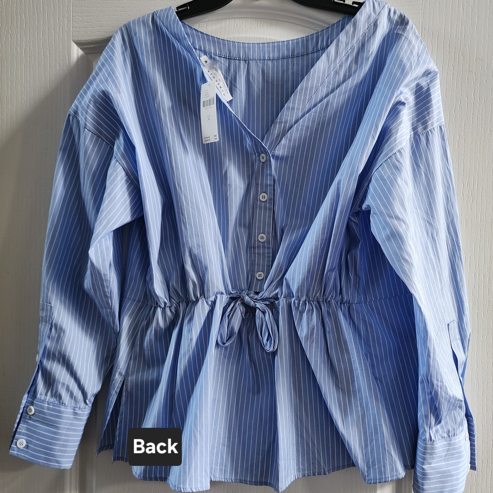 Anthropologie Blue Pinstripe Blouse